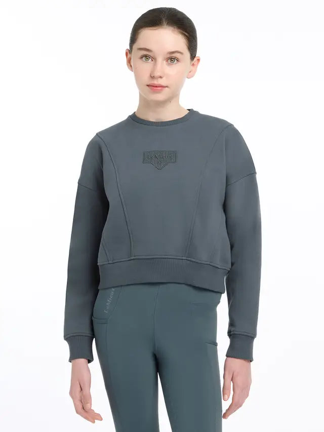 Lemieux Young Rider Clea Crew Petrol Sweatshirt - Equiflair: Stylish & comfy riding sweatshirt for young equestrians.