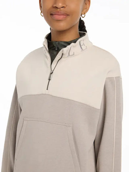 LeMieux Young Rider Kate Quarter Zip Sweatshirt Ash/Stone: Stylish layering piece for young riders. Comfy, brushed fleece, hidden pockets.