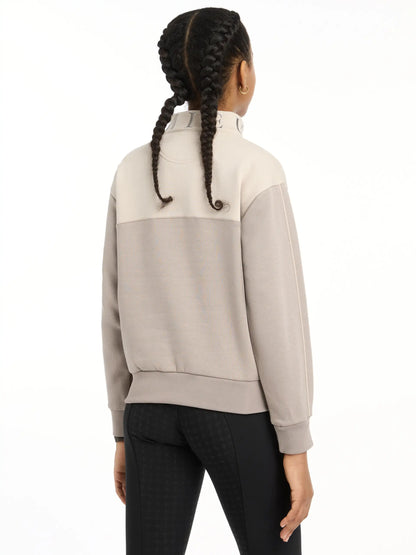 Lemieux Young Rider Kate Quarter Zip Sweatshirt - Ash/Stone. Stylish, comfortable equestrian apparel for young riders.