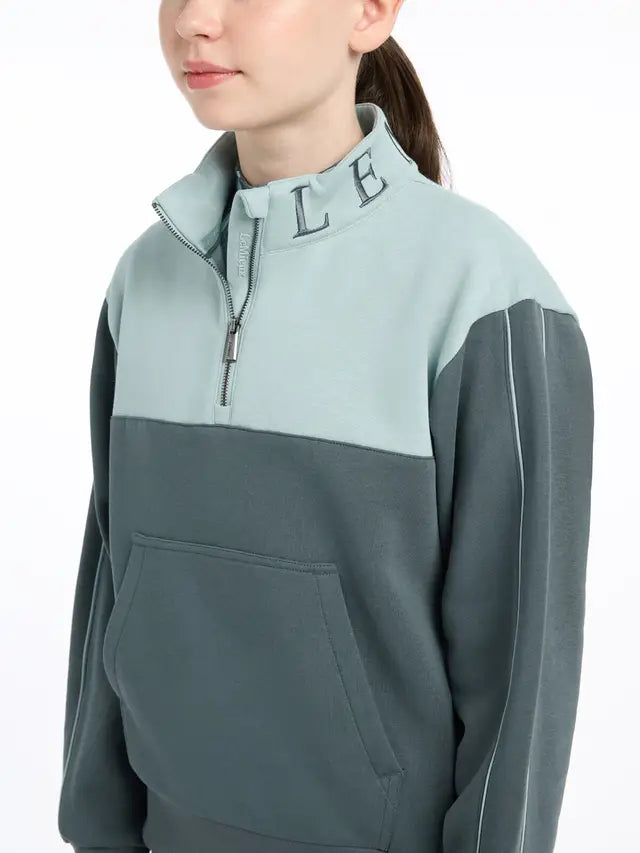 Lemieux Young Rider Kate Quarter Zip Sweat Petrol/Glacier - Stylish Kids Equestrian Top