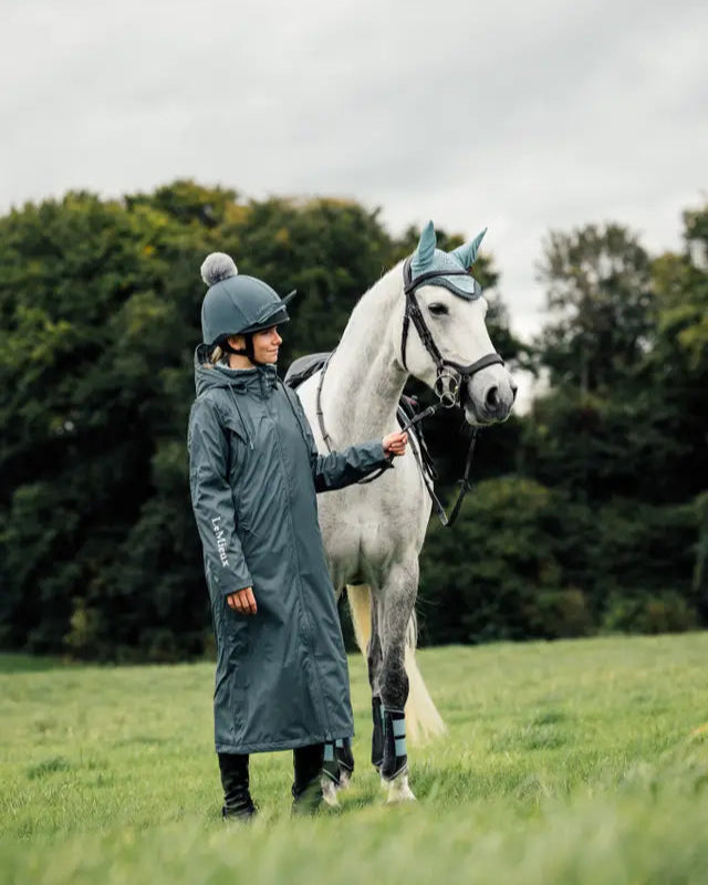 LEMIEUX Young Rider All Elements Coat Petrol: Equestrian Waterproof Riding Coat for Kids & Teens, horse riding equipment