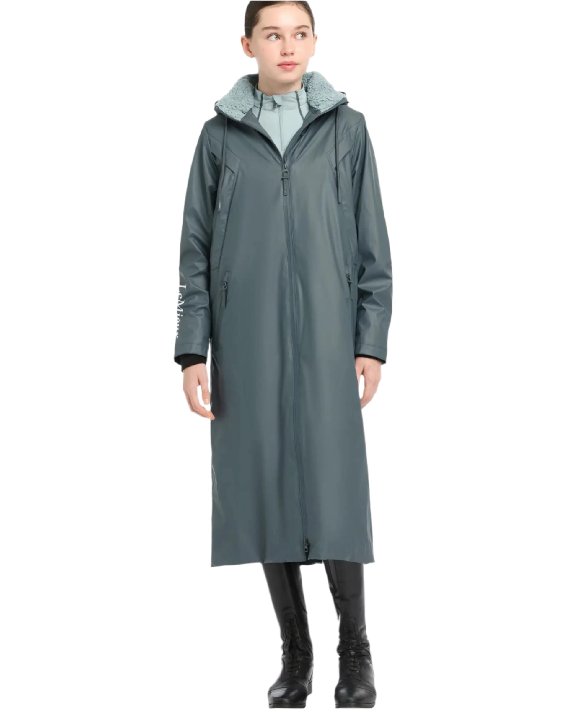 LEMIEUX Young Rider All Elements Petrol Waterproof Riding Coat - Equestrian Clothing for Kids