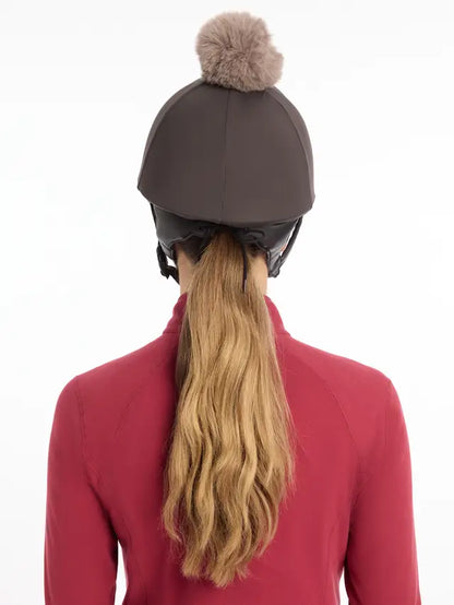 Lemieux Pom Hat Silk Cinder: Equestrian Riding Helmet with Pom Pom Detail - Equiflair