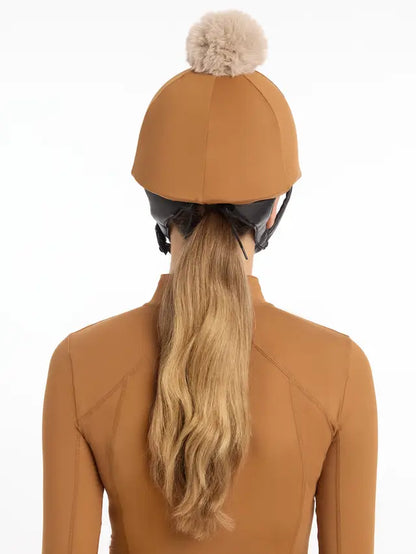 Ginger Riding Helmet Silk with Pom Pom | Equiflair | Equestrian Helmet Cover | Horse Riding Apparel