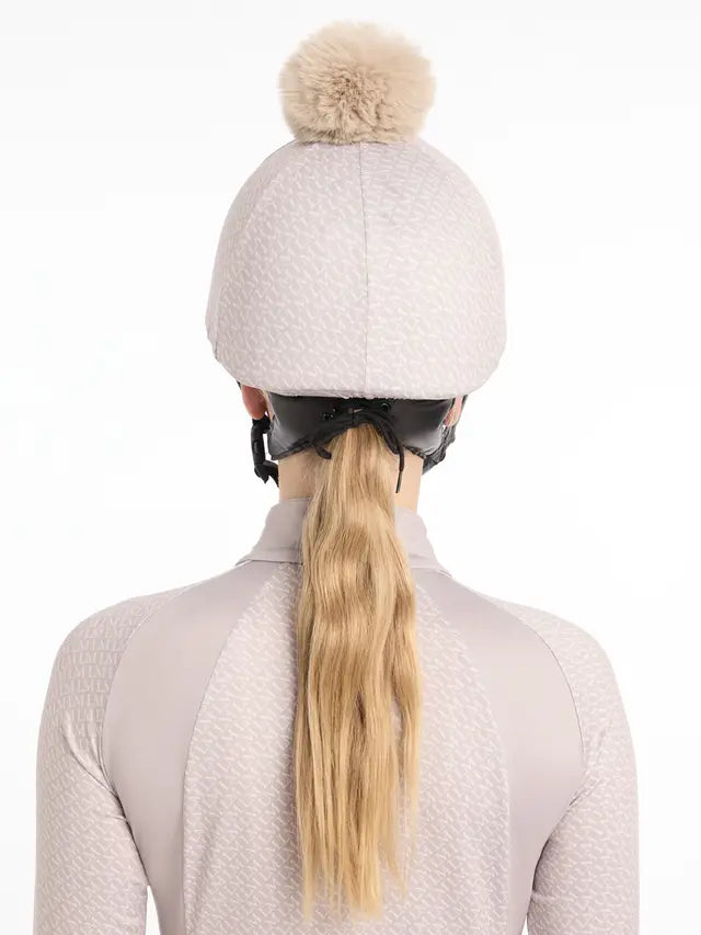 Lemieux Faith Hat Silk Ash with Faux Fur Pom Pom - Equestrian Helmet Cover