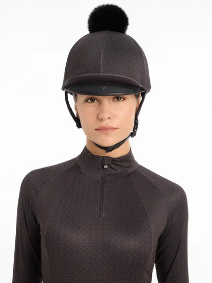 LEMIEUX FAITH Hat Silk Cinder with Pom Pom - Equiflair Equestrian Helmet Cover