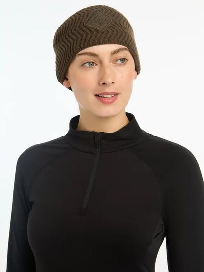 LeMieux Lila Alpine Headband - Chevron Knit, Faux Fur Lined Head Covering for Women, Embroidered Logo, Cold Weather Fashion