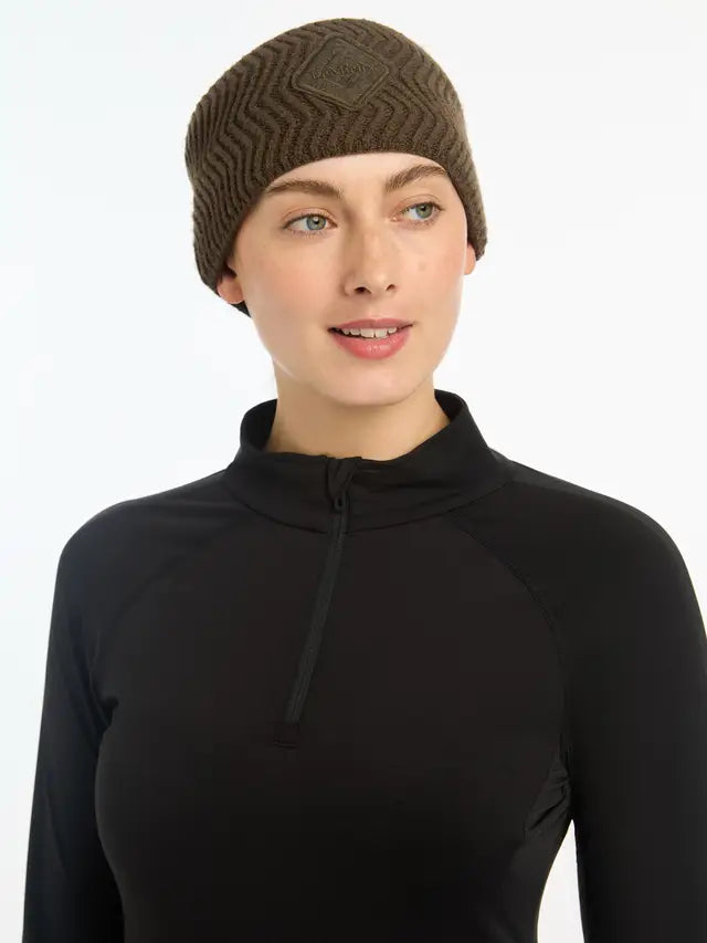 LeMieux Lila Alpine Headband - Chevron Knit, Faux Fur Lined Head Covering for Women, Embroidered Logo, Cold Weather Fashion