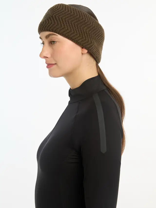 LeMieux Lila Headband Alpine: Chevron Knit, Faux Fur Lining - Keep Warm in Style!