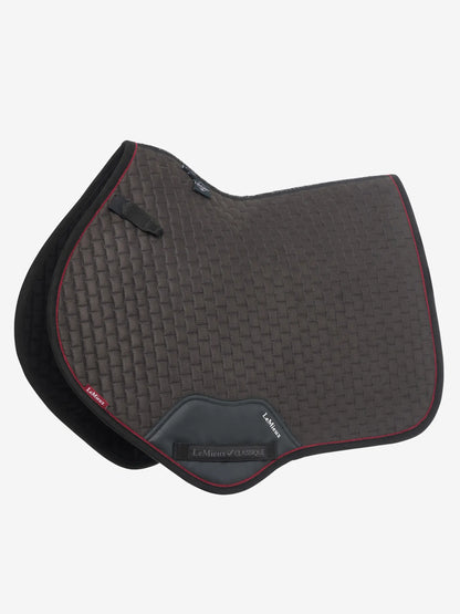 LEMIEUX Suede Close Contact Square Saddle Pad - Cinder color, perfect for equestrian sports and horse riding.