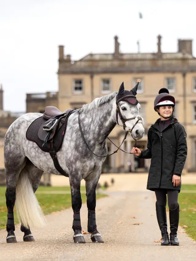 LeMieux Young Rider Skye Waterproof Coat in Black with Horse | Equestrian Fashion