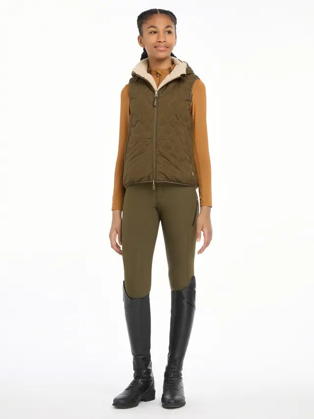 LeMieux Young Rider Eloise Reversible Winter Gilet Alpine - Girl in Equestrian Outfit