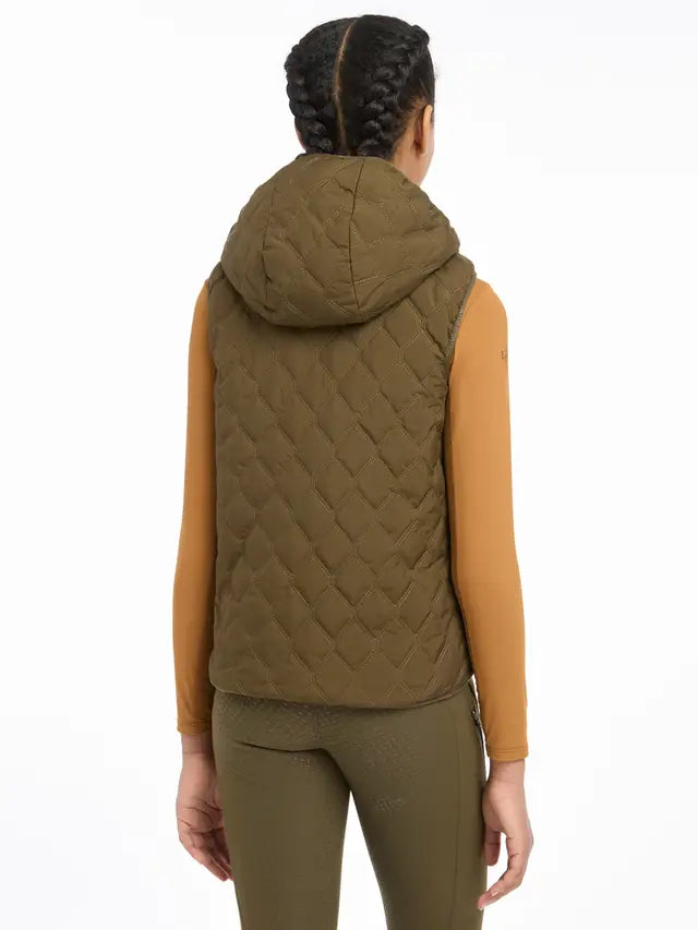 LEMIEUX Young Rider Eloise Reversible Winter Gilet - Alpine Quilted Hooded Vest for Equestrian Youth