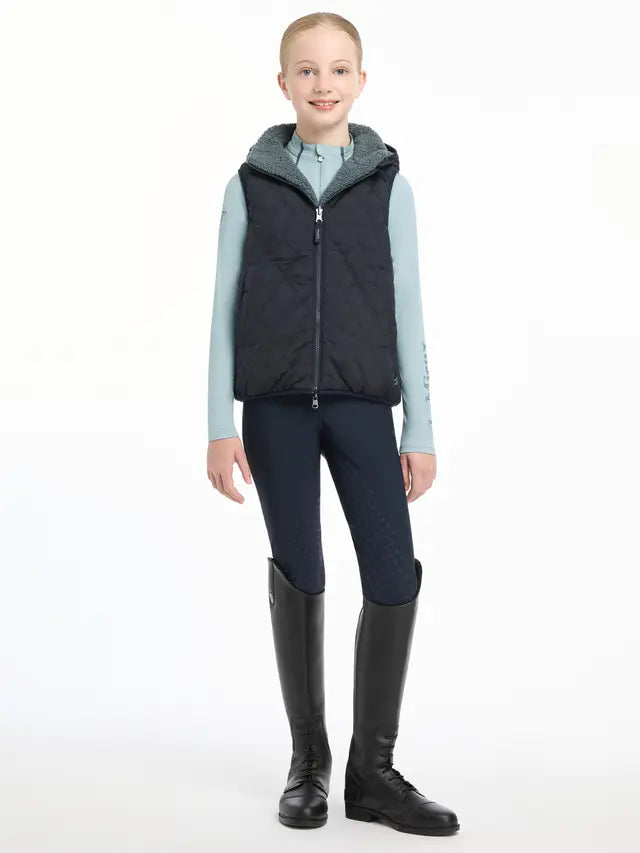 LeMieux Young Rider Eloise Navy Gilet: Reversible Winter Riding Vest for Girls Equestrian Style | Equiflair