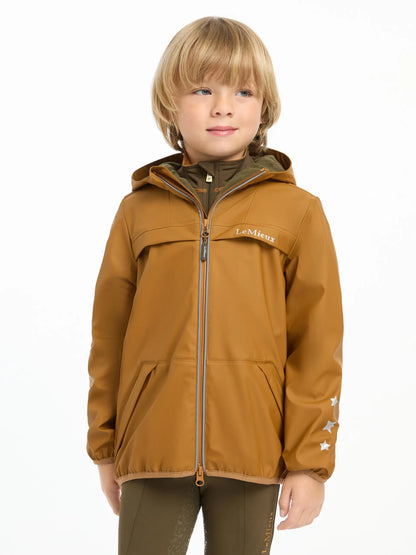 LEMIEUX MINI MILO WINTER JACKET - Ginger: Waterproof Riding Jacket for Kids. Child wearing ginger LEMIEUX jacket.