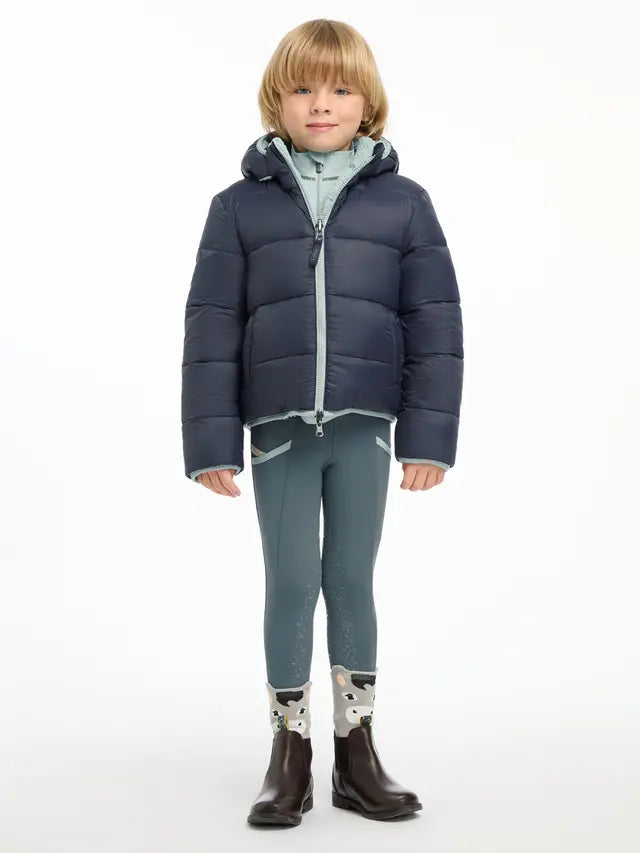 LEMIEUX Mini Megan Reversible Puffer Navy Jacket - Kids Winter Coat for warmth & style. Equiflair