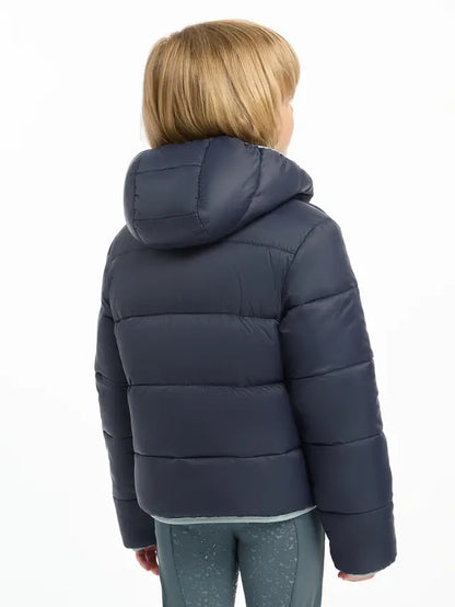 LeMieux Mini Megan Reversible Puffer Navy Jacket - Warm Winter Coat with Hood for Kids | Equiflair