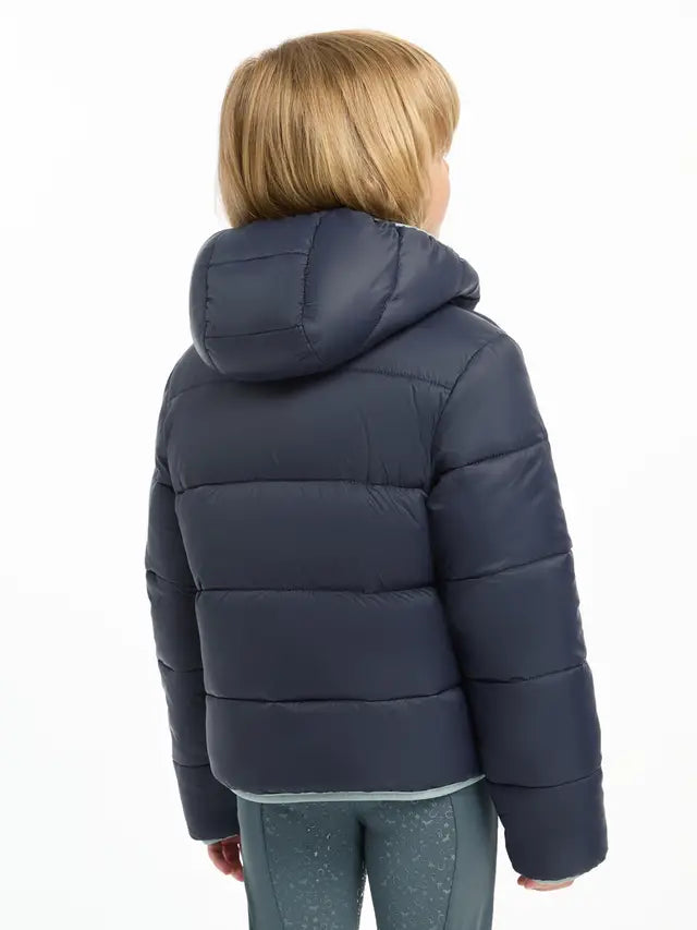 LeMieux Mini Megan Reversible Puffer Navy Jacket - Warm Winter Coat with Hood for Kids | Equiflair