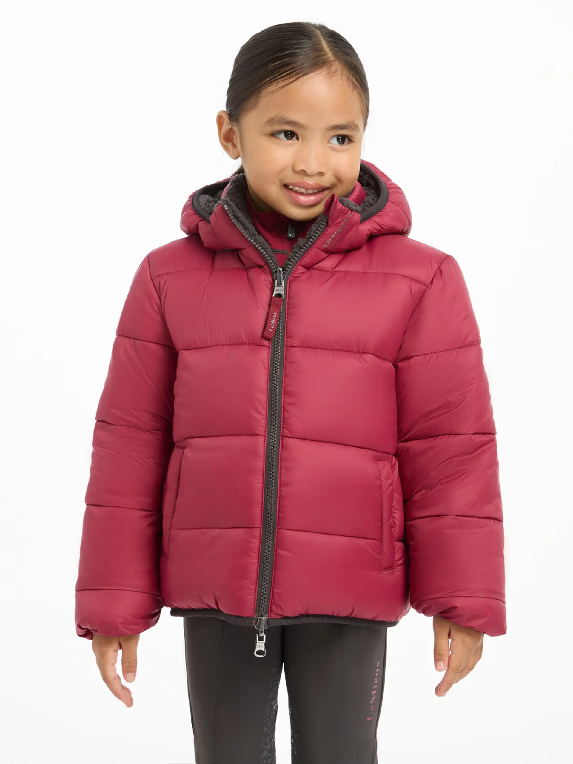 Lemieux Mini Megan Reversible Puffer Jacket - Ember Red - Girl's Winter Coat - Kids Fashion Equiflair