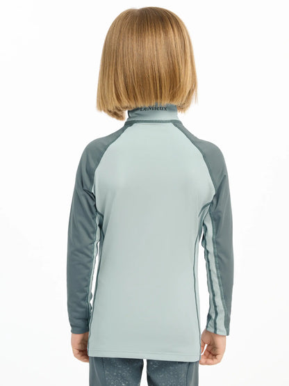 LEMIEUX MINI BASE LAYER GLACIER: Kids Equestrian Shirt, UV50+ Protection, Long Sleeve, Moisture-Wicking, Stylish Riding Apparel
