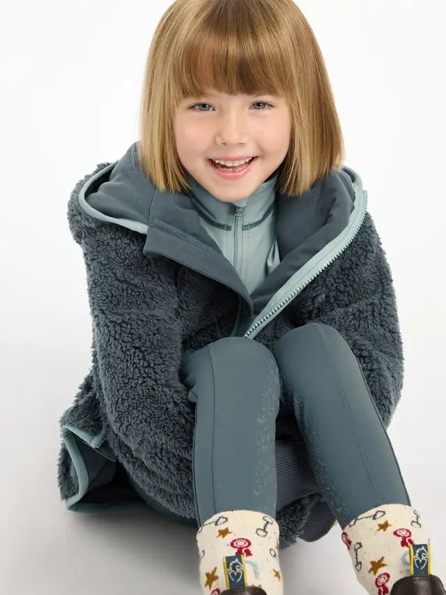 LeMieux Mini Teagan Fleece Petrol: Girl in Cozy Teddy Bear Fleece Jacket by Equiflair
