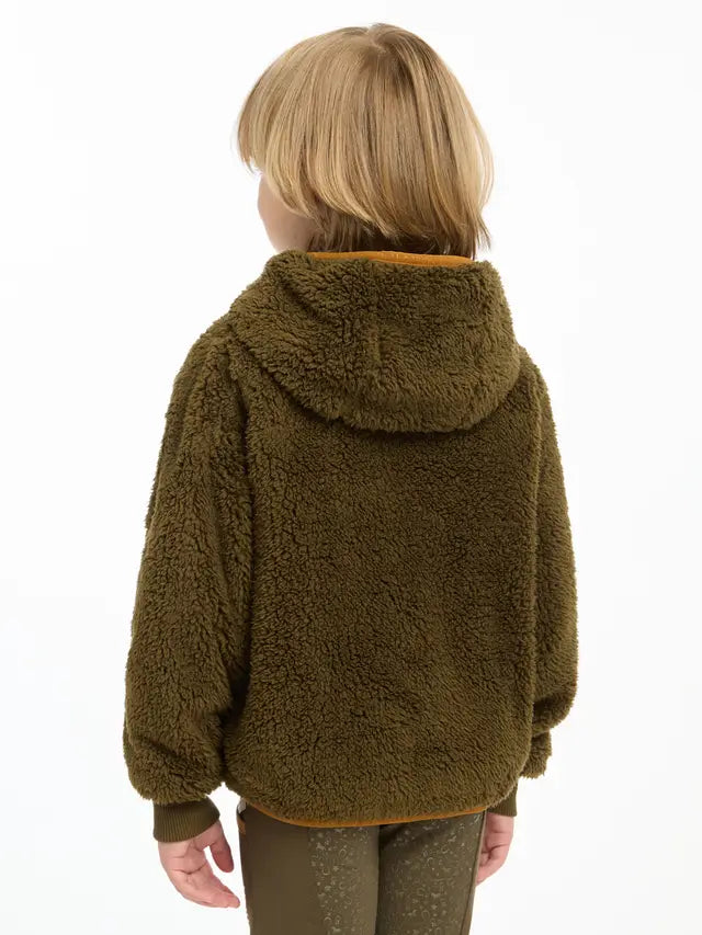 Lemieux Mini Teagan Fleece Alpine Green - Kids' Winter Warm Hooded Jacket. Back View