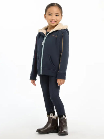 LeMieux Mini Charlie Lined Hoodie Navy - Equestrian Kid's Fashion, Zip-Up Hoodie for Girls