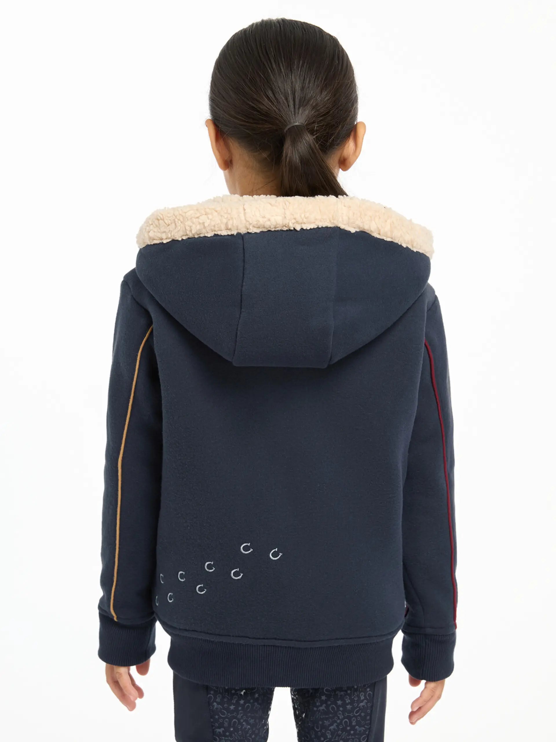 LEMIEUX MINI CHARLIE LINED HOODIE NAVY - Equestrian Kids' Zip-Up Hoodie with Faux Shearling Lining & Pony Details