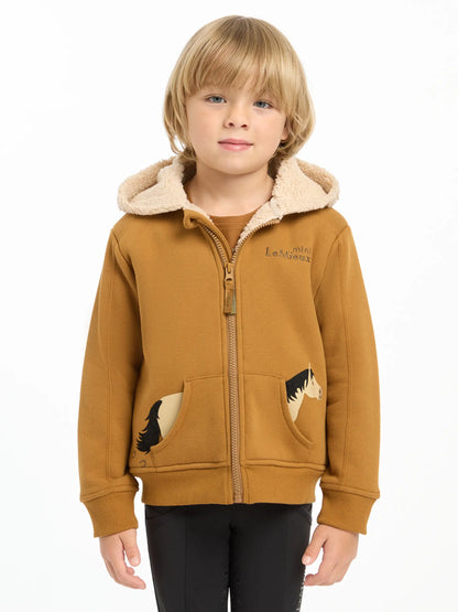 Lemieux Mini Charlie Lined Hoodie Ginger - Child's Equestrian Zip-Up Sweatshirt with Horse Detail