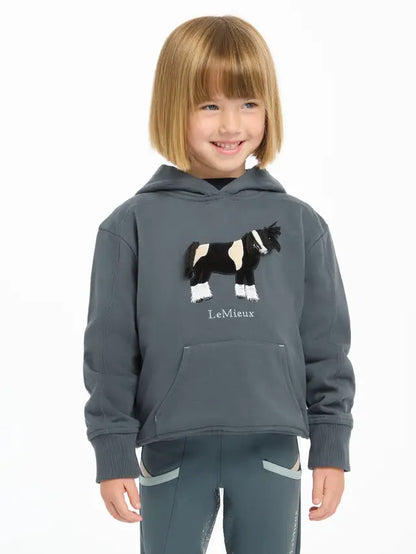 LEMIEUX MINI ROMI HOODIE Petrol - Girl's Horse Hoodie from Equiflair. Cute and cozy children's apparel. 