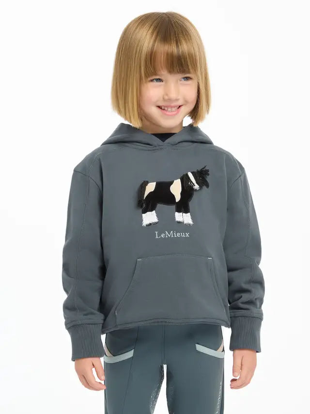 LEMIEUX MINI ROMI HOODIE Petrol - Girl's Horse Hoodie from Equiflair. Cute and cozy children's apparel. 