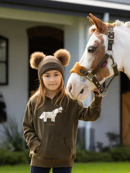 LEMIEUX MINI ROMI HOODIE ALPINE: Kids' Equestrian Style. Girl with horse. Horse Themed Hoodie.