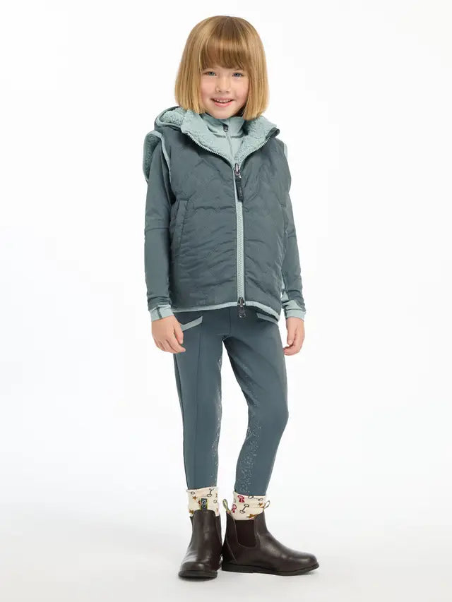 LEMIEUX MINI ELSIE REVERSIBLE GILET PETROL - Girls Quilted Vest, Equestrian Clothing, Childrens Outdoor Apparel.