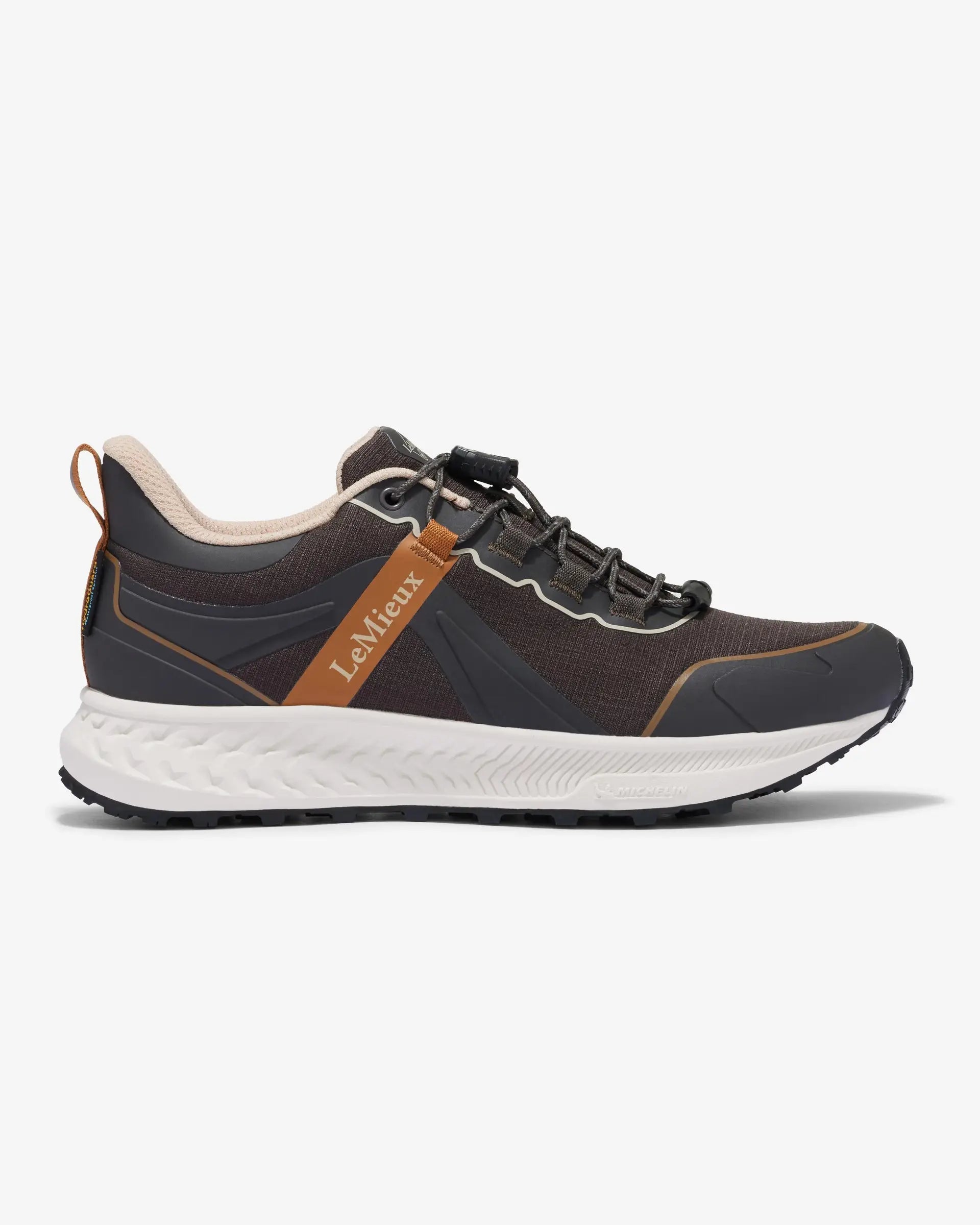 Lemieux Trax 2.0 Cinder Waterproof Trainers: All-terrain, equestrian & active footwear. Durable, comfortable, Michelin sole.