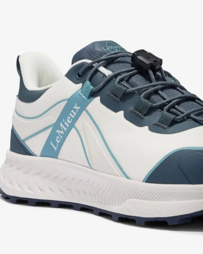 LeMieux Trax 2.0 Waterproof Trainers: Petrol/Ecru All-Terrain Active Shoe. Explore waterproof footwear at Equiflair!