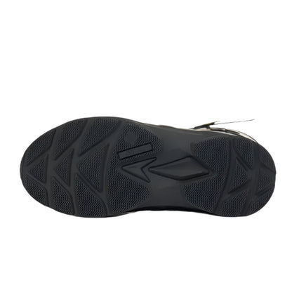 LEMIEUX Wellies Sole- Black Young Rider Waterproof Boots- Bottom view tread pattern, logo and anti-slip features.