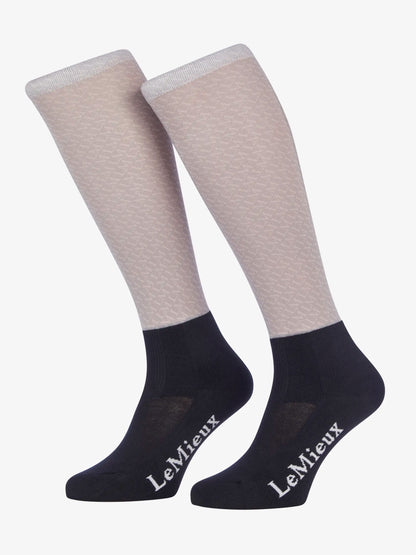 LEMIEUX FOOTSIE SOCKS FAITH ASH: Equestrian Riding Socks with Padded Sole & Moisture-Wicking. Stylish equestrian socks for riders.