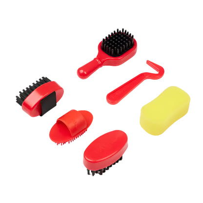 LEMIEUX TOY PONY GROOMING KIT EMBER: Miniature grooming set with brushes, curry comb, sponge, and hoof pick for toy ponies.