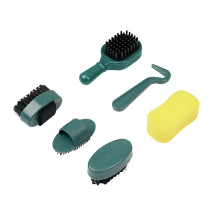 LEMIEUX TOY PONY GROOMING KIT SAGE. Brushes, curry comb, sponge, tangle tidy, hoof pick.