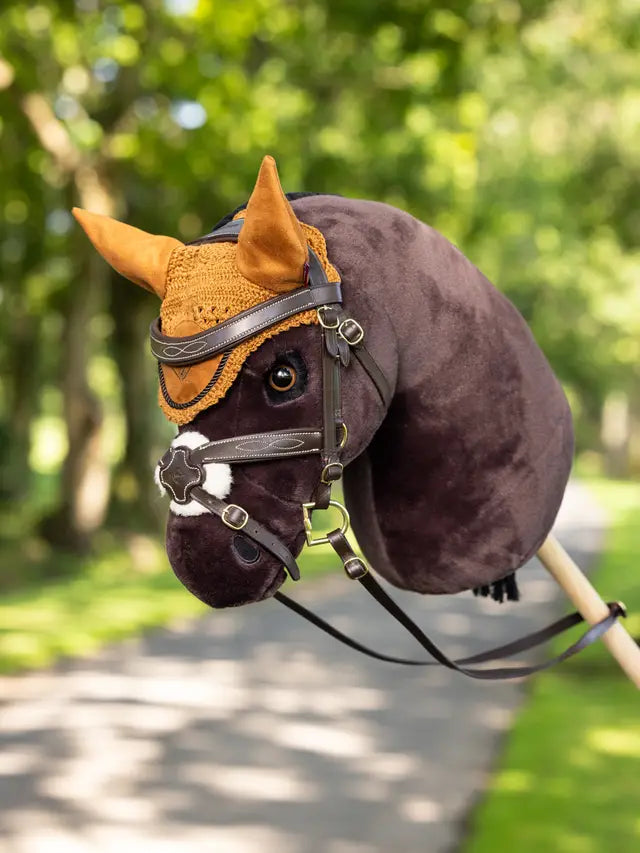 Lemieux Hobby Horse Fly Hood - Ginger | Equiflair: Miniature horse accessory with crochet design and suede ears. Ages 3+