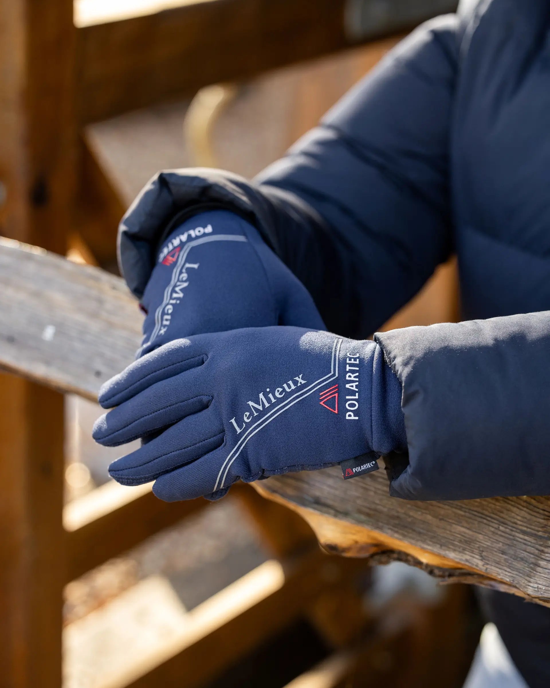 LeMieux Polartec Navy Riding Gloves: Warm, Flexible, & Touchscreen Compatible