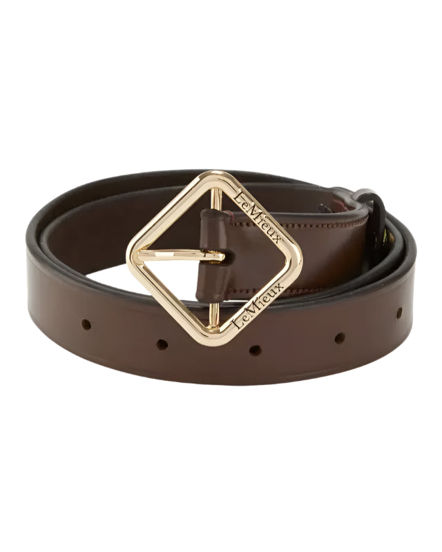 LeMieux Cleo Brown Leather Belt with Diamond Buckle - Women's Fashion Equiflair