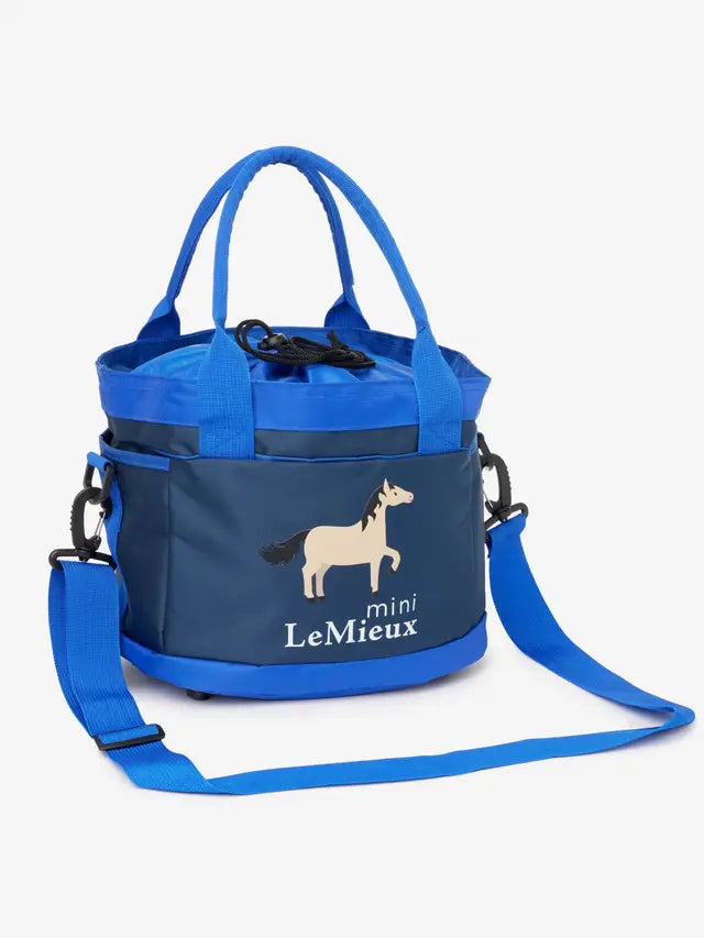 LeMieux Mini Grooming Kit Bag - Benetton Blue. Small grooming bag for kids, horse grooming accessories inside. Durable design.