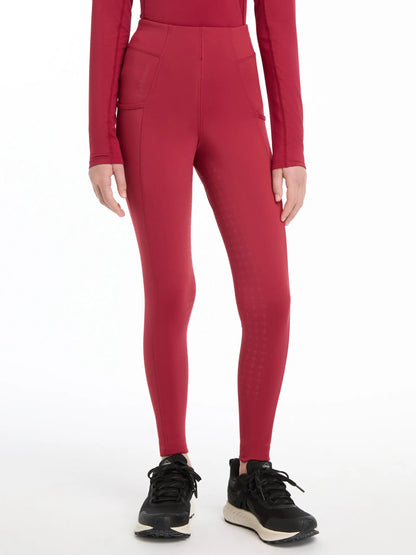Lemieux Young Rider Orla Pull On Riding Leggings - Ember Red with Pockets and Full Seat Grip