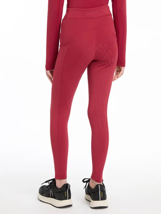 Lemieux Young Rider Orla Pull Ons Ember Red Riding Leggings Equestrian Apparel with Full Seat Grip