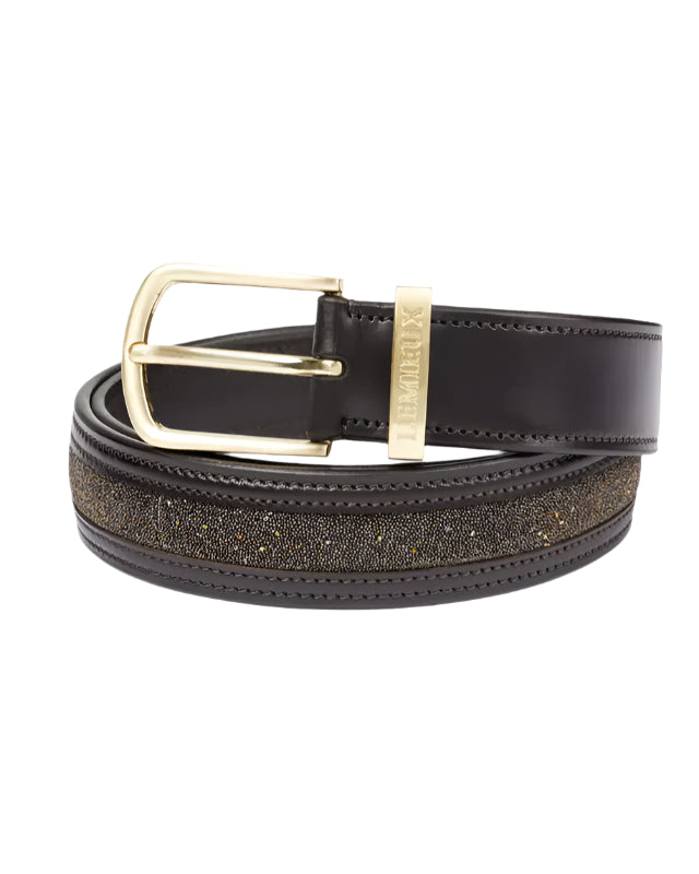 LEMIEUX Crystal Insert Brown Leather Belt - Equiflair Equestrian Fashion