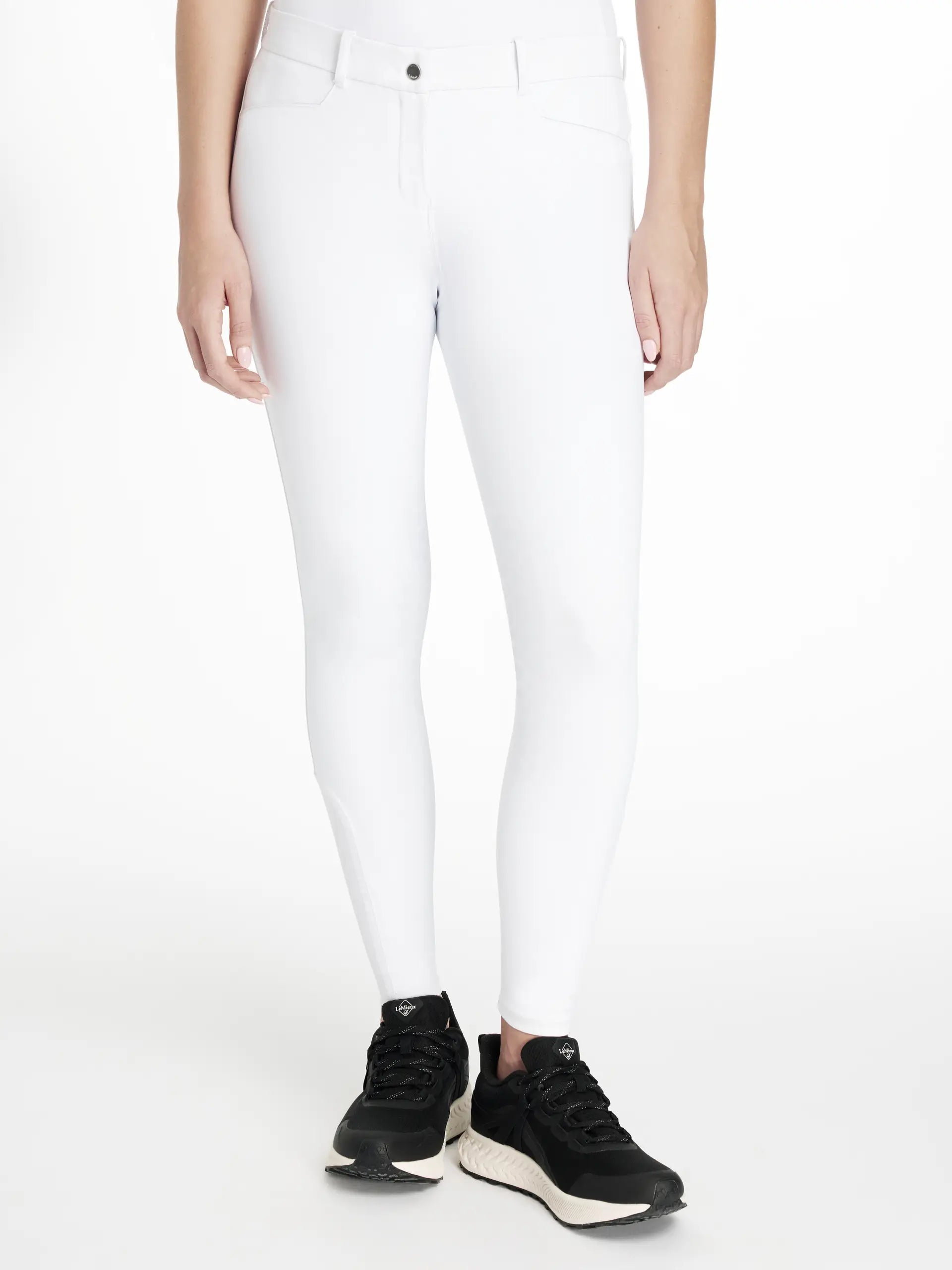 LeMieux Imogen White Knee Grip Breeches for Equestrian Jumping - Equiflair Saddlery