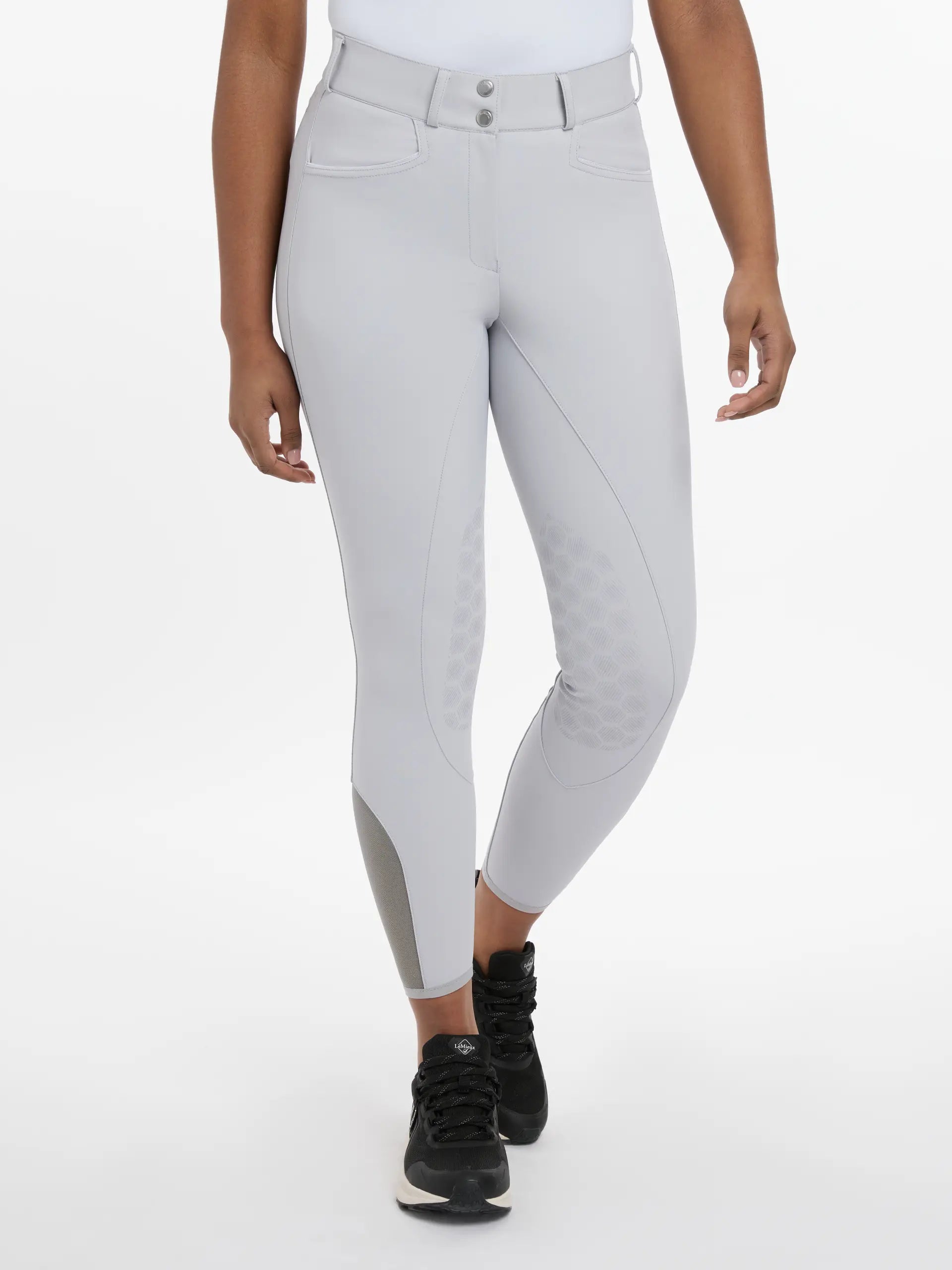 LeMieux Imogen Light Grey Knee Grip Breeches for Equestrian Show Jumping | Comfortable Riding Pants
