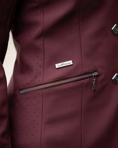 LeMieux Junior Pro Show Jacket Burgundy: Stylish equestrian show attire for young riders, available at Equiflair.
