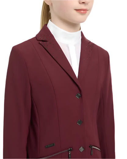 LeMieux Junior Pro Show Jacket Burgundy: Equestrian Competition Apparel with Crystal Details and Perforated Ventilation